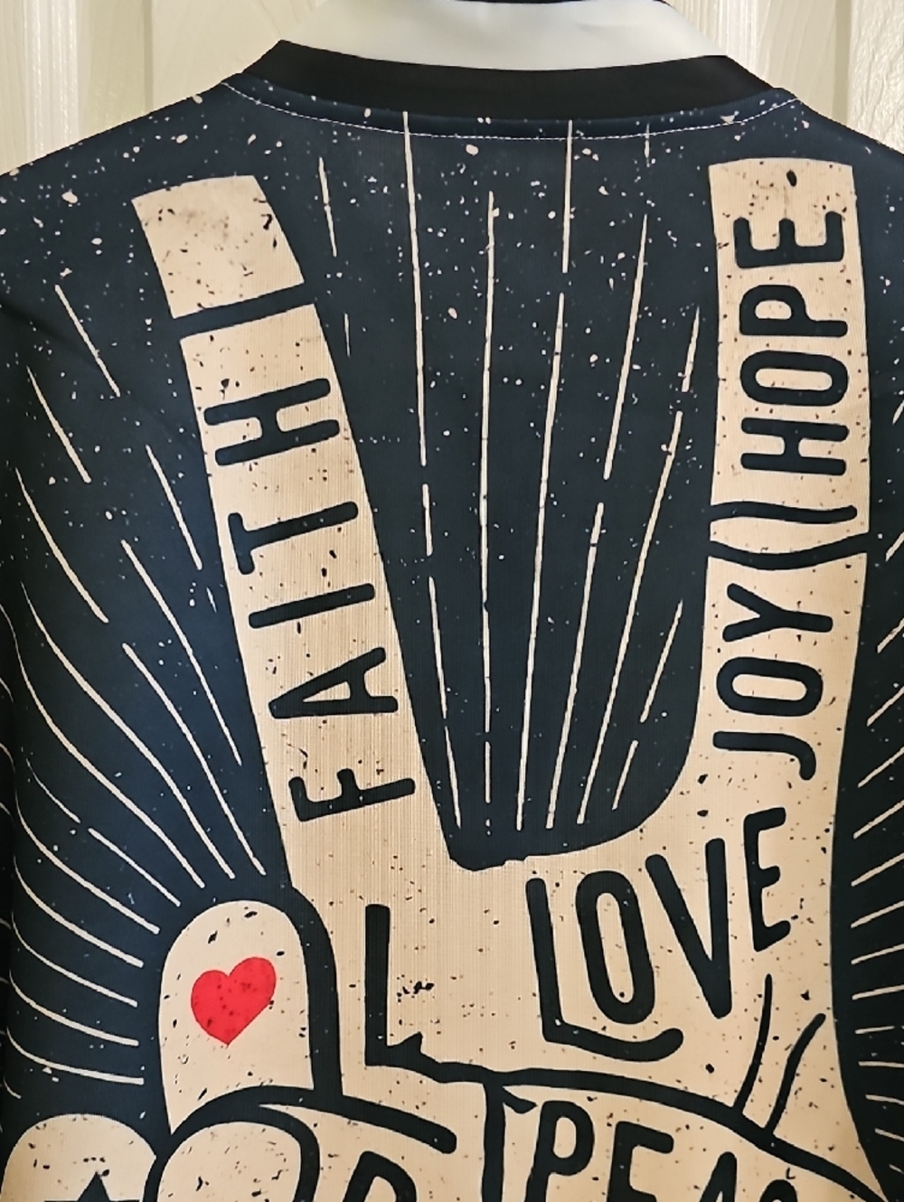 New 2XL Bomber Jacket Lightweight Positive Statement Love Hope Joy Unique - Picture 8 of 14